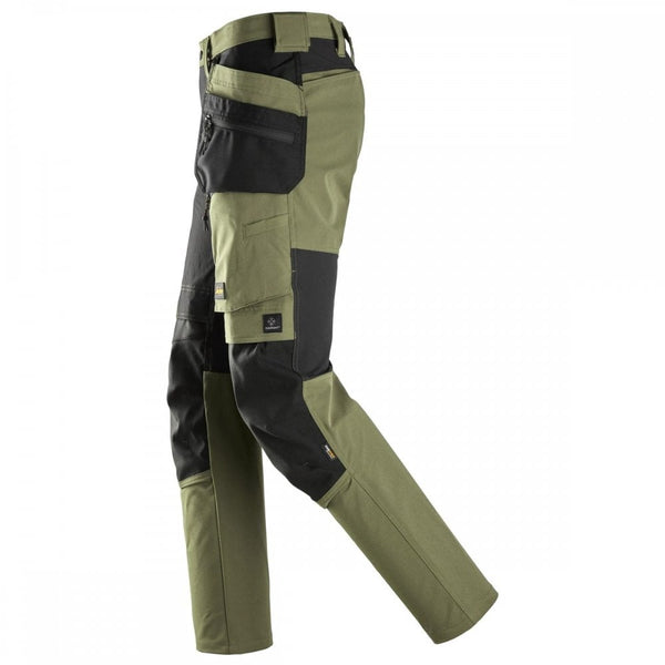 Snickers 6218 Stretch Trousers Holster Pockets Khaki Green/Black