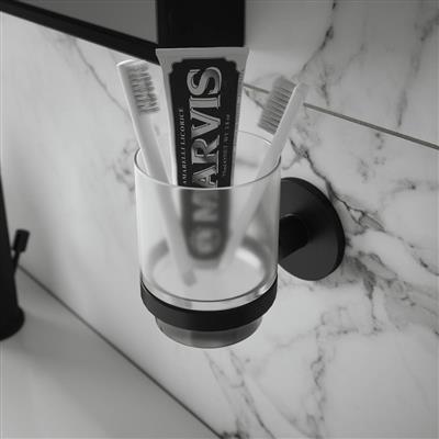 MALMO BLACK TUMBLER HOLDER & GLASS TUMBLER - 35429