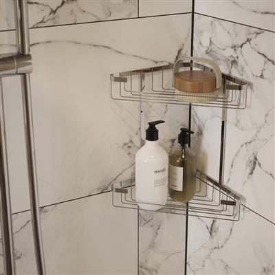 TEMA WIRE 2 TIER CORNER SHOWER BASKET CHROME - 354112