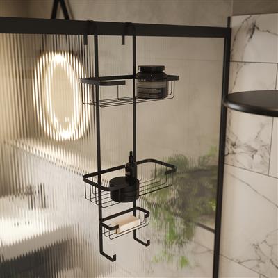 TEMA WIRE 3 TIER HOOK OVER SHOWER BASKET BLACK - 354106
