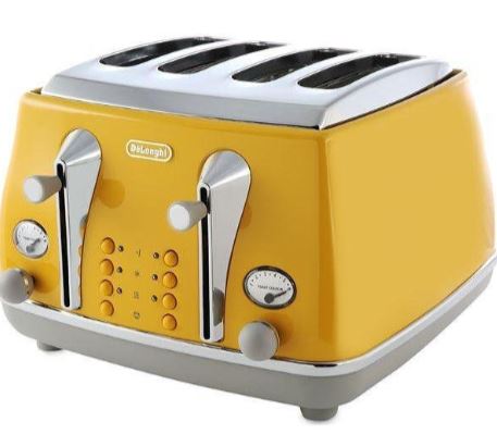 Delonghi Icon Yellow 4 Slice Toaster - 644296