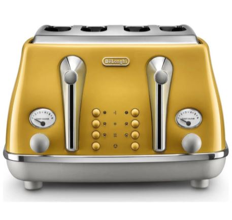 Delonghi Icon Yellow 4 Slice Toaster - 644296