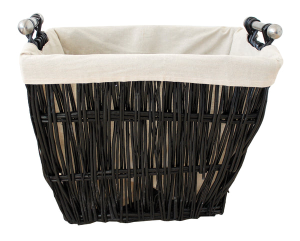 Large Black Wicker Basket With Liner - 641065