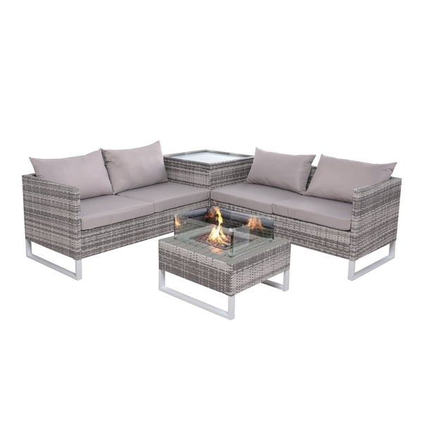 Palermo Corner Sofa Set with Storage and Fire Pit - 390209