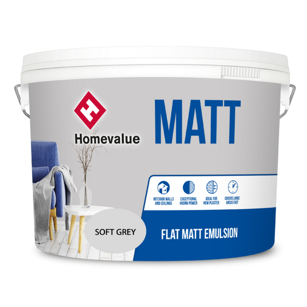 Homevalue Matt Emulsion Paint 10L Grey - 750125