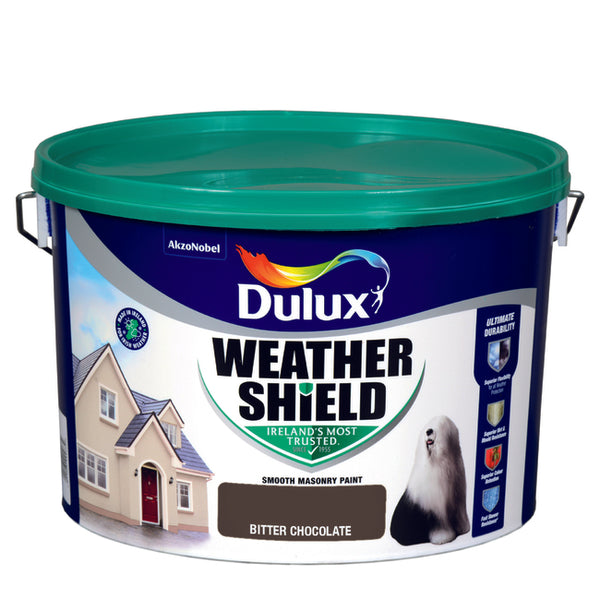 Dulux Weathershield Smooth Masonry 10L in Bitter Chocolate - 75613