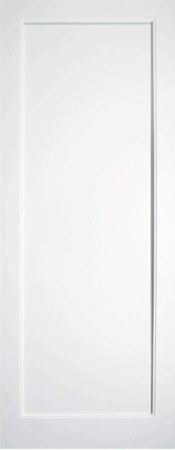 B&G Single Panel Primed White Shaker Door - 6Foot 8 x 2Foot 8