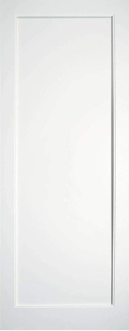 B&G Single Panel Primed White Shaker Door - 6Foot 8 x 2Foot 8