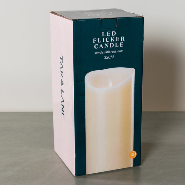 Flicker Led Candle W/5Hr Timer Ivory 33cm