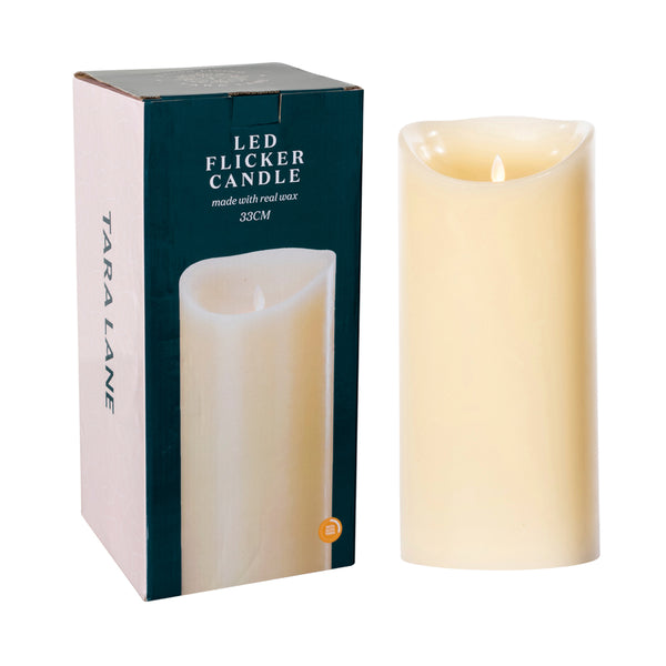 Flicker Led Candle W/5Hr Timer Ivory 33cm