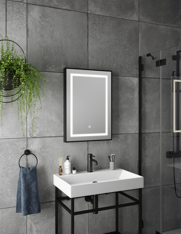 Palermo Black Rect LED Mirror 70x50cm - 35180