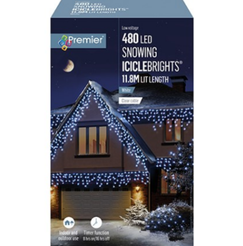 480 LED White Snowing Icicles - 661172