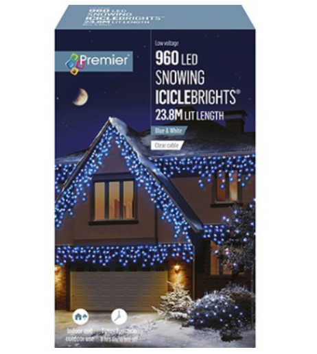 960 LED Snowing Icicles Blue and White - 661176