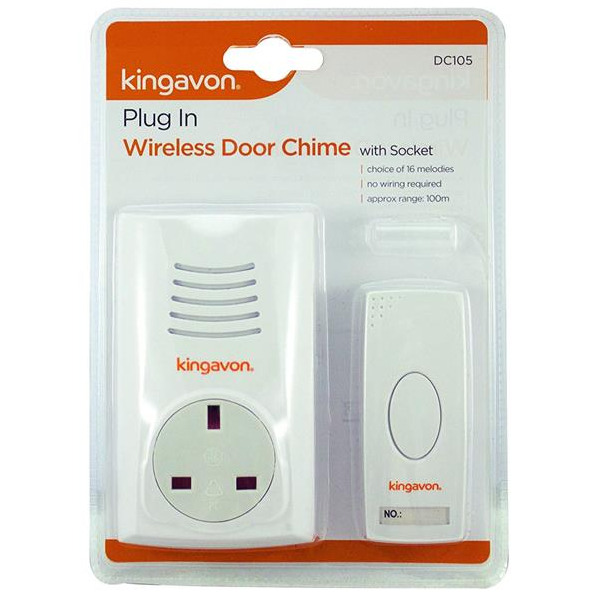 Kingavon Plug-in Wireless Door Bell Chime with Socket - 622026