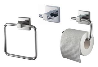 Mezzo 3 Piece Set, Hook, Roll Holder, Towel Ring - 3562