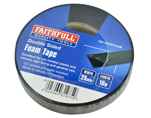 Double Sided Foam Tape Black 25mm x 10M - 791590