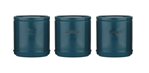 Set of 3 Accents Teal Tea, Coffee and Sugar Storage Jars - 6487122
