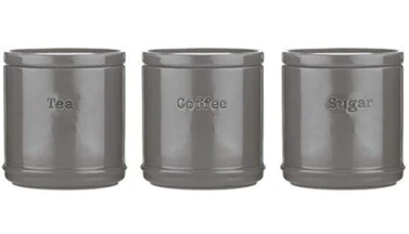 Set of 3 Accents Charcoal Tea, Coffee and Sugar Storage Jars - 6487121