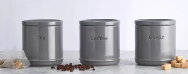 Set of 3 Accents Charcoal Tea, Coffee and Sugar Storage Jars - 6487121