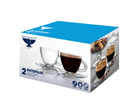 Ravenhead 2 Entertain Espresso Cups & Saucers 8cl - 61672