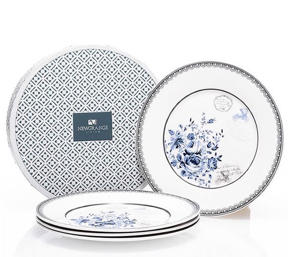 Newgrange Living Rose Blue Set of 4 Side Plates - 6477694