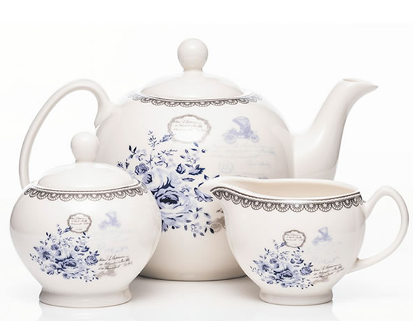 Newgrange Living Rose Blue 3 Piece Tea Set - 6430243