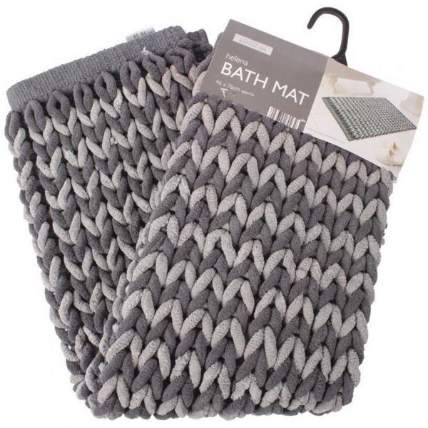 Helena Charcoal Chunky Knit Bath Mat 46 x 76cm - 350743