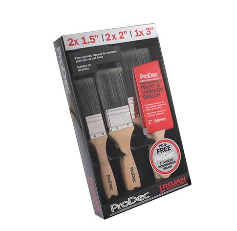 ProDec Trojan Paint Brush Set & Free Woodworker Brush- 780025