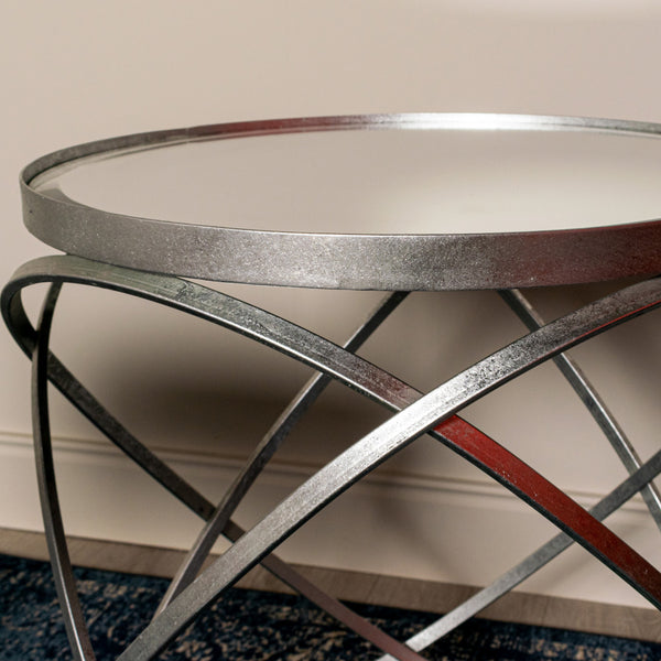 Spirals Set of Two Side Table With Mirror Silver