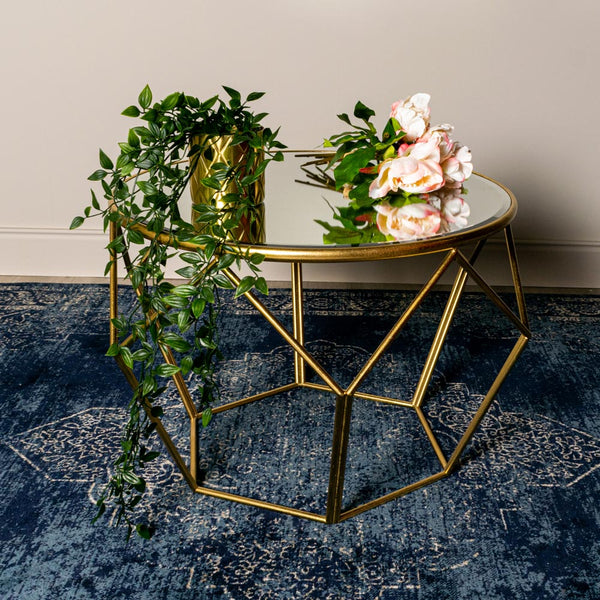 Geometric End Table Mirrored Gold