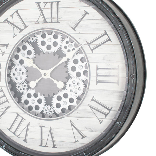 Clockworks Gears Clock Antique Grey 50cm