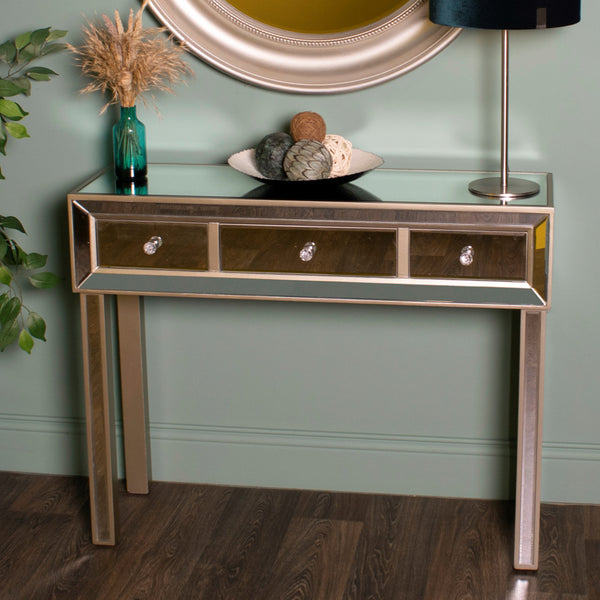Kendra Three-Drawer Mirrored Console