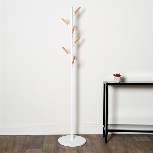 Contemporary Hat & Coat Stand Marble Base White