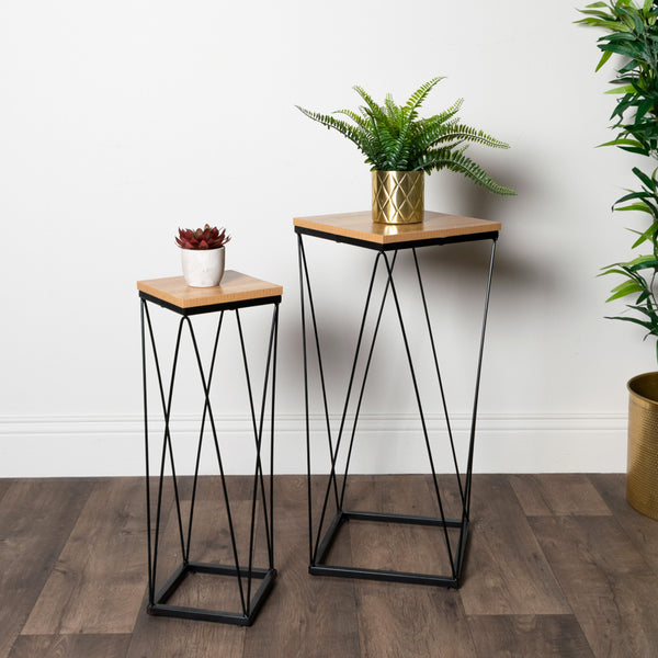 Slater Set of 2 Plant Stands Black