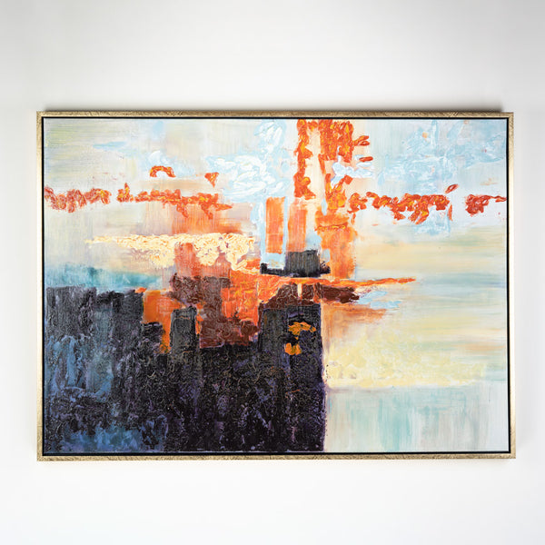 HAND PAINTED CANVAS AMBER 80 X 110CM