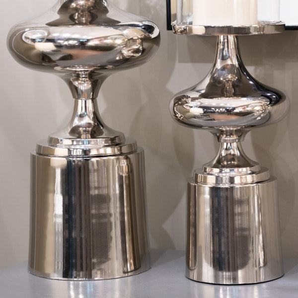 Zuri Pillar Candle Holder Chrome 58Cm