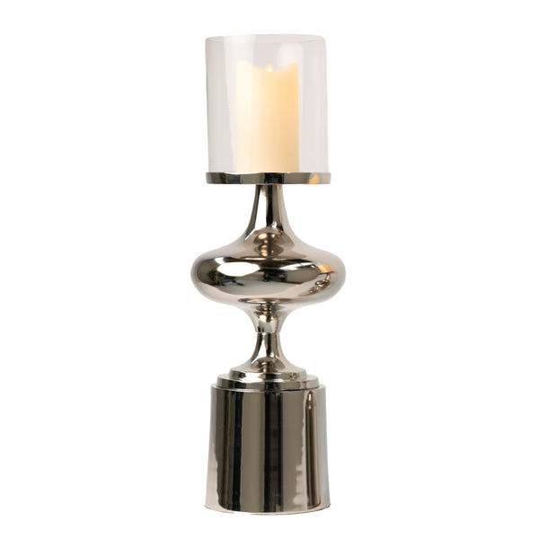 Zuri Pillar Candle Holder Chrome 58Cm