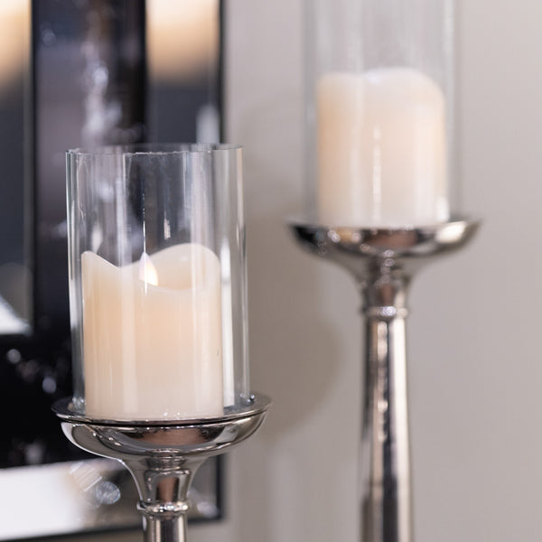Zuri Ball Pillar Candle Holder Chrome 65Cm