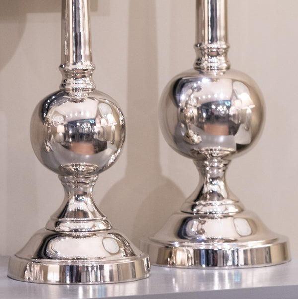 Zuri Ball Pillar Candle Holder Chrome 65Cm