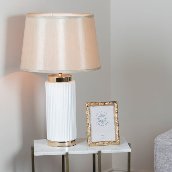 Lacey Table Lamp White/Gold
