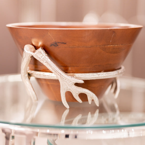 Bowl With Antler Stand Nickel