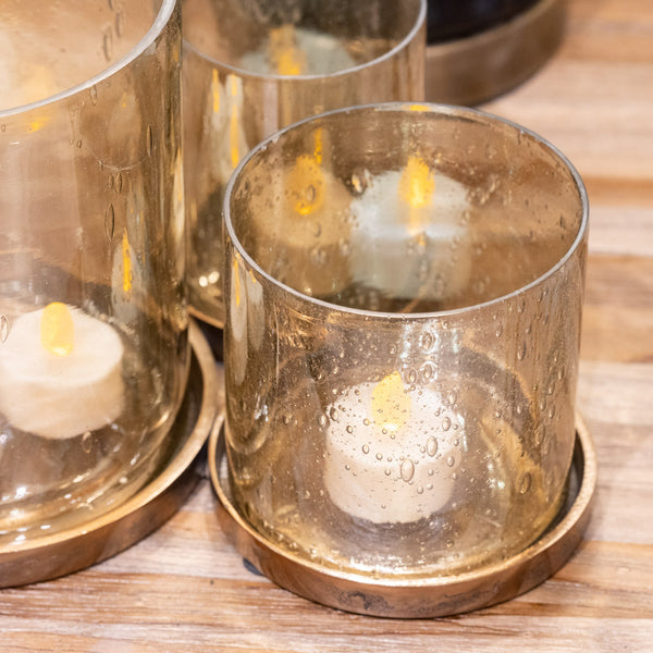 Bubble Candle Holder 3 Glass Gold
