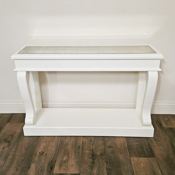 Scroll Console Table Antique Mirror Ivory 120cm