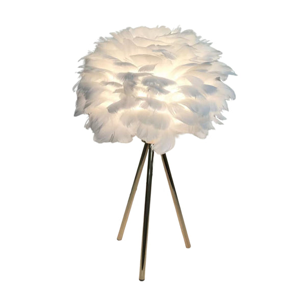 FEATHER TABLE LAMP WHITE 50CM