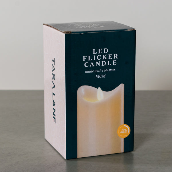 Flicker Led Candle W/5Hr Timer Ivory 15cm