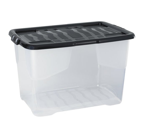 80L Curve Box Clear With Lid - 649026