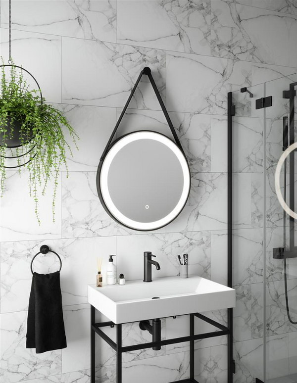 Florence Black Round LED Mirror 60cm - 35181