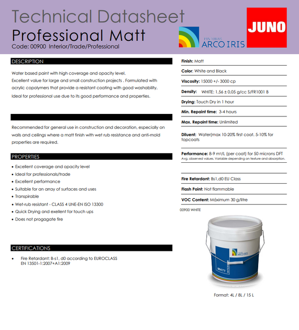 JUNO ARCO 15LTR Professional Matt White - 75318