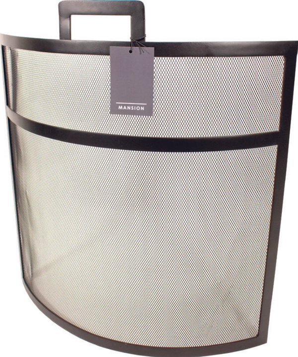 Home Collection Black Curved Fire Screen with Handle - 4101