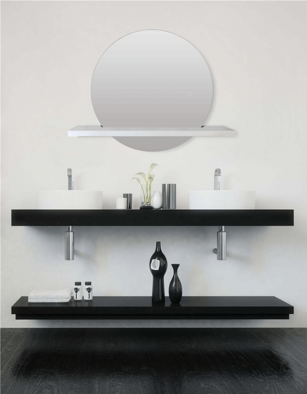 Venice Demist Black Lit Mirror Shelf 60cm - 35179